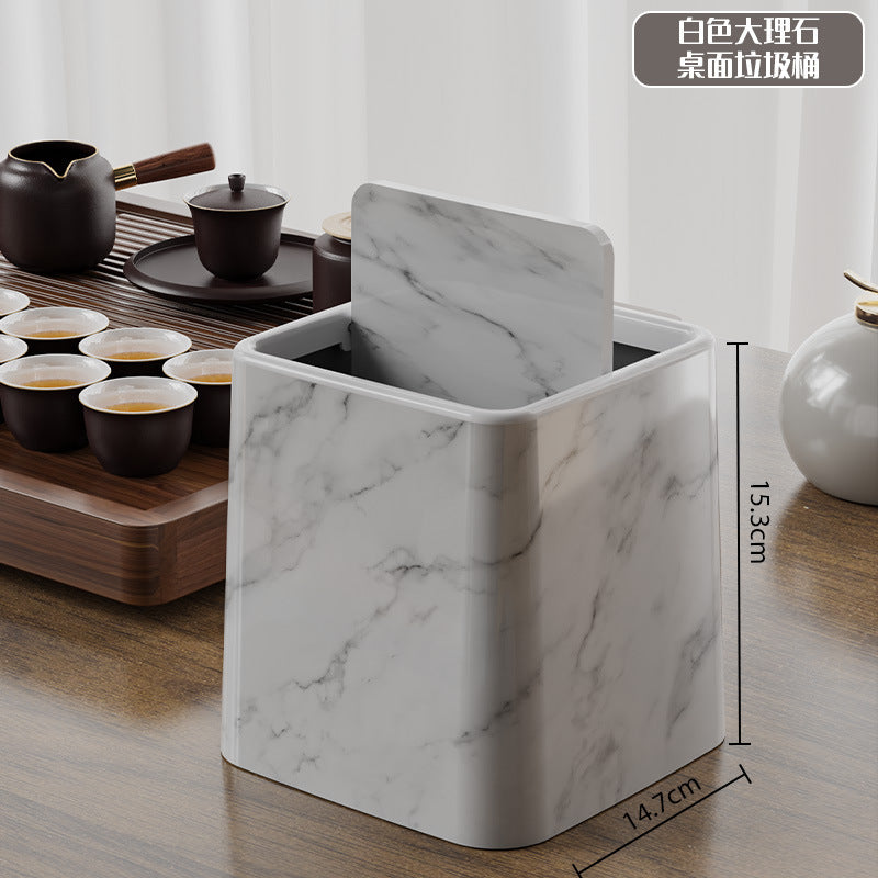 Mini Desktop Trash Can | Wood Grain & Marble Design