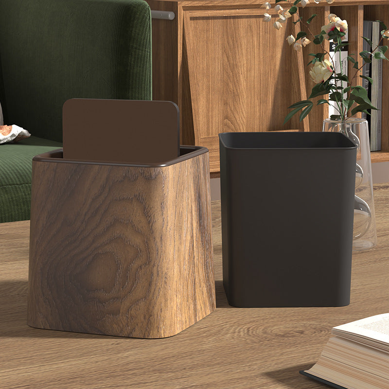 Mini Desktop Trash Can | Wood Grain & Marble Design