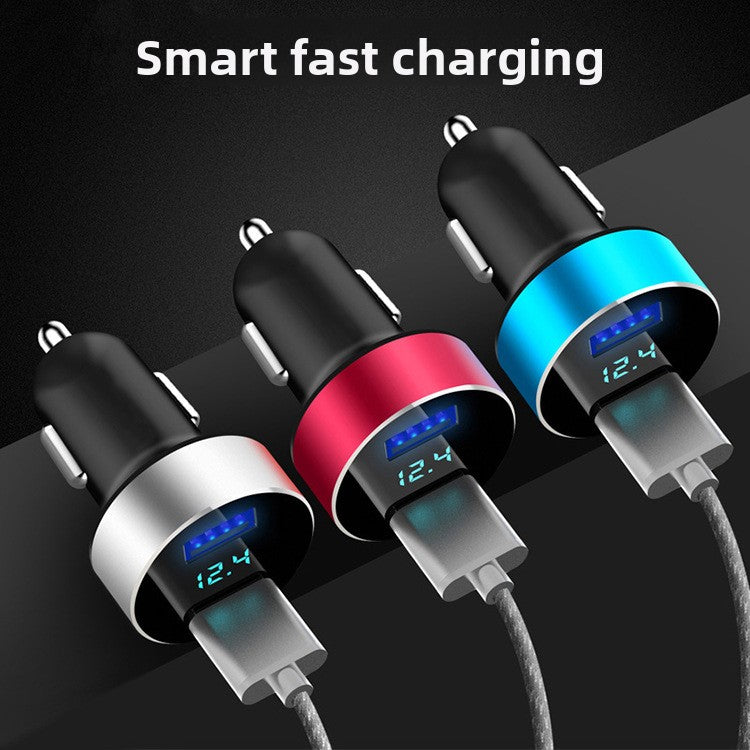 Digital Display Car Charger Dual USB Fast Charging with Voltage Monitor
