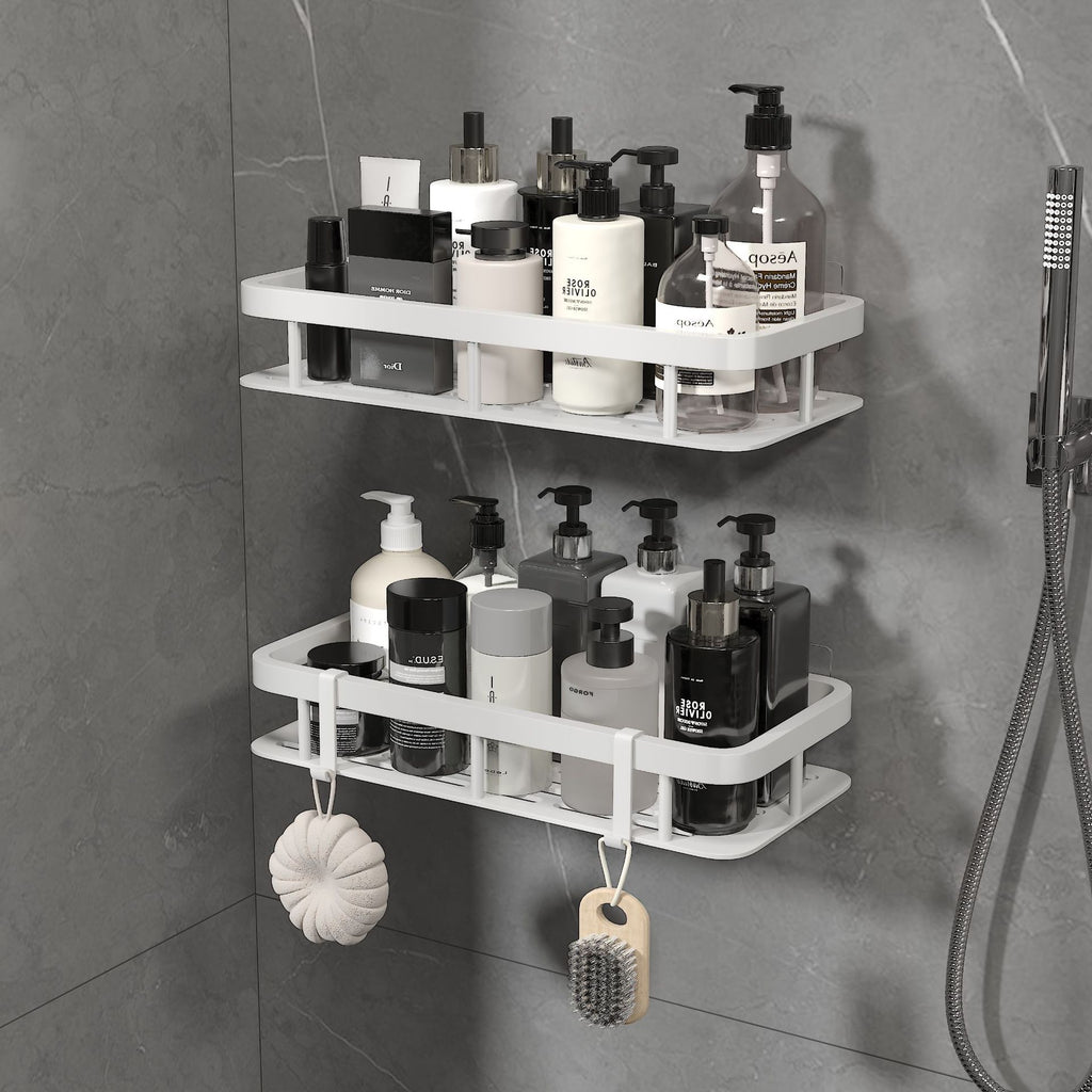 No-Drill Bathroom Storage Rack | Wall-Mounted Organizer for Toiletries