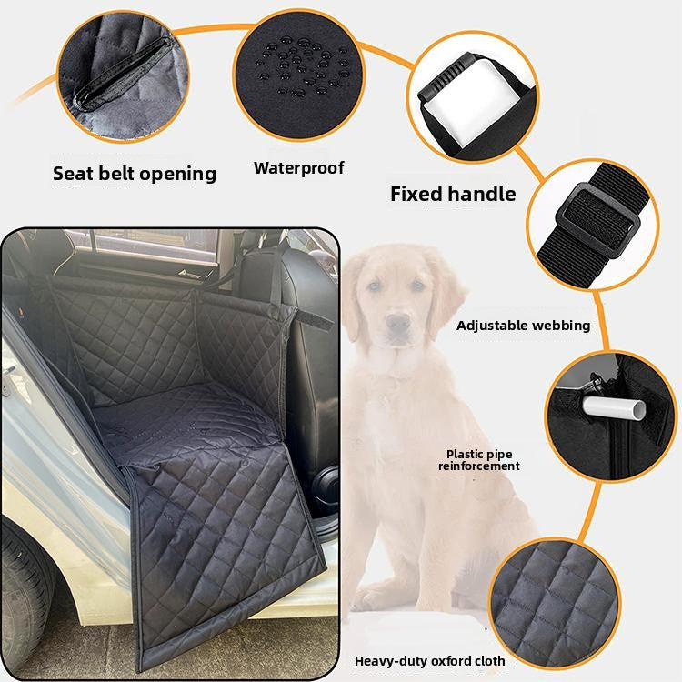 Pet Car Seat Cushion Non-Slip Backing & Adjustable Straps