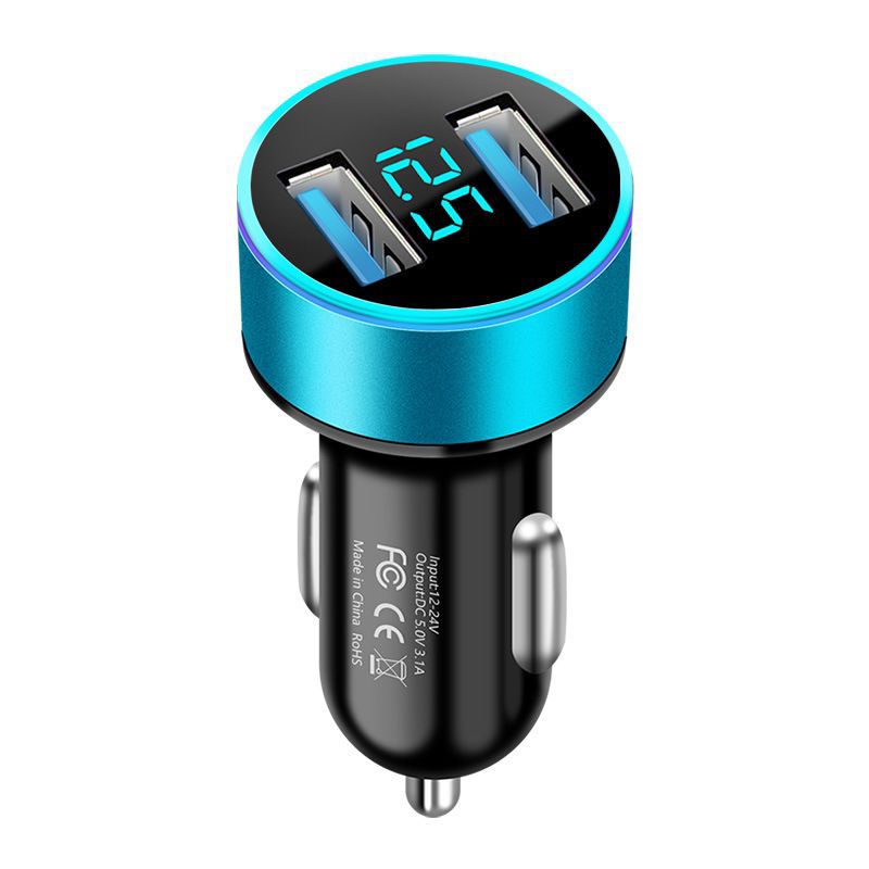 Digital Display Car Charger Dual USB Fast Charging with Voltage Monitor