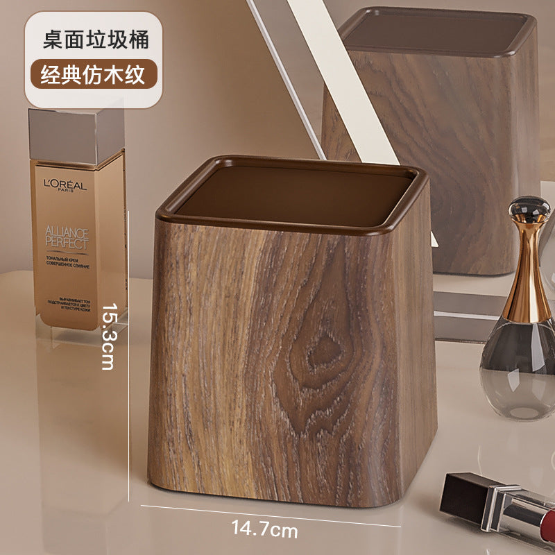 Mini Desktop Trash Can | Wood Grain & Marble Design