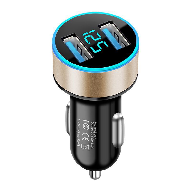 Digital Display Car Charger Dual USB Fast Charging with Voltage Monitor
