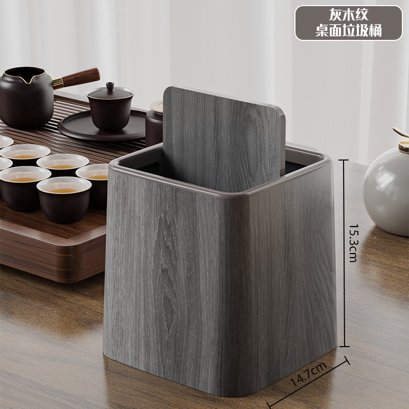 Mini Desktop Trash Can | Wood Grain & Marble Design