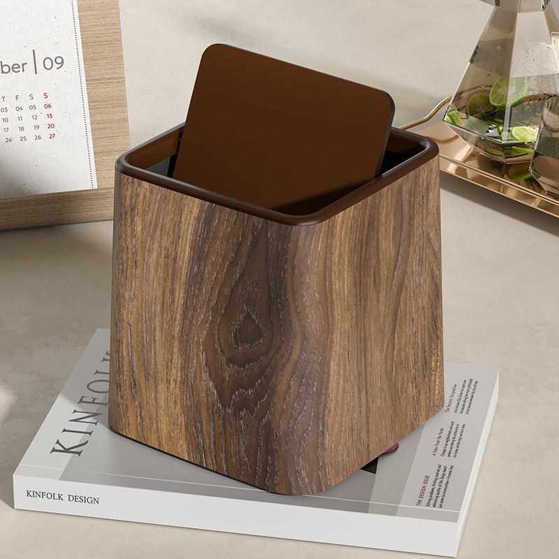 Mini Desktop Trash Can | Wood Grain & Marble Design