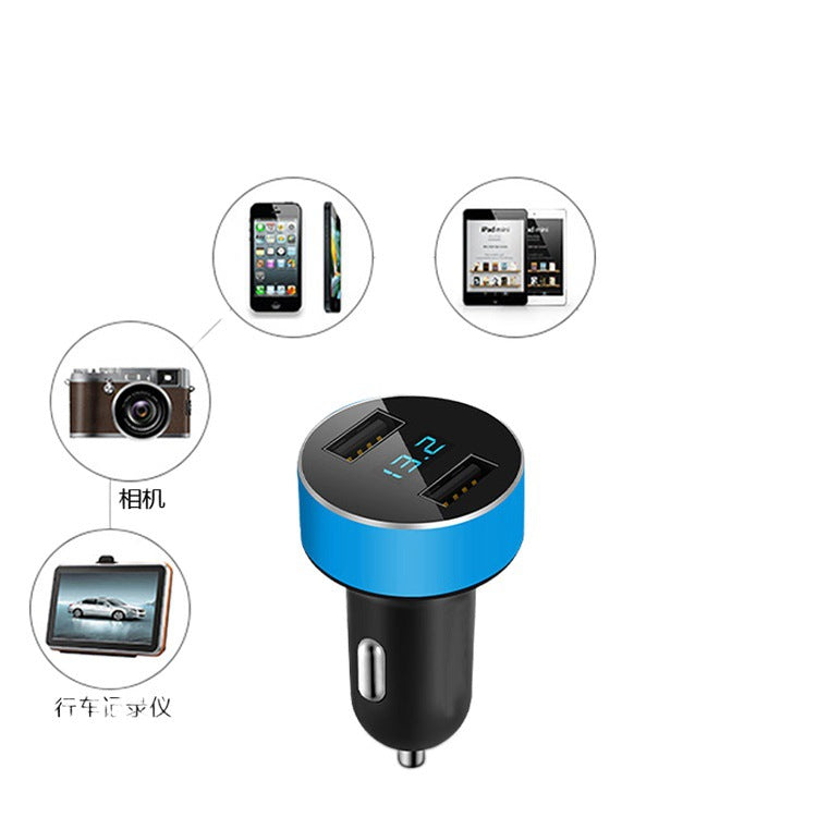 Digital Display Car Charger Dual USB Fast Charging with Voltage Monitor