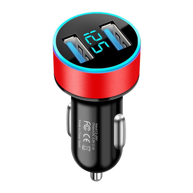 Digital Display Car Charger Dual USB Fast Charging with Voltage Monitor
