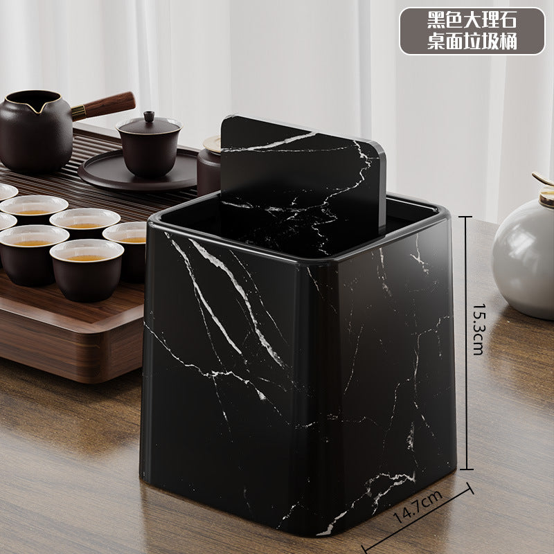 Mini Desktop Trash Can | Wood Grain & Marble Design