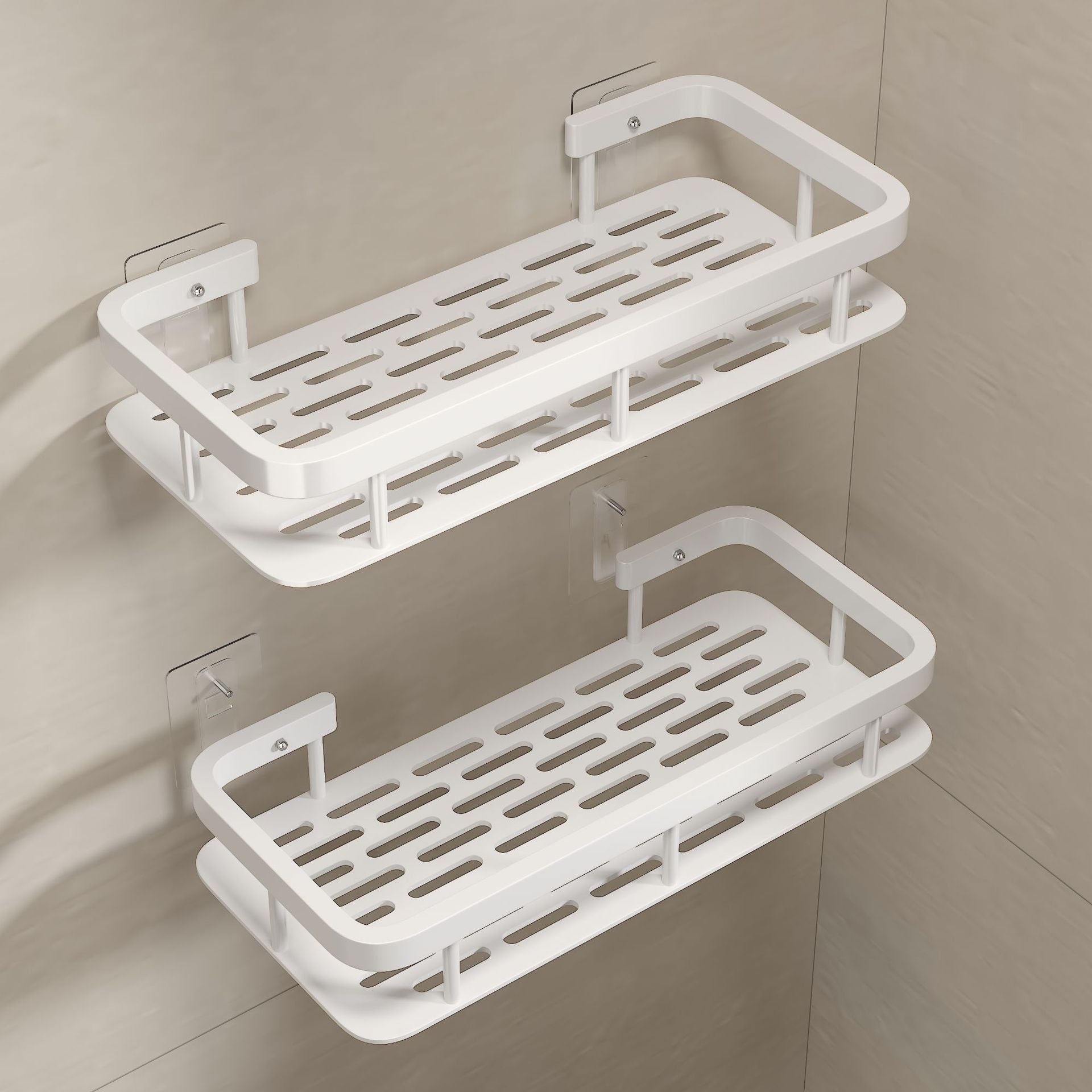 No-Drill Bathroom Storage Rack | Wall-Mounted Organizer for Toiletries