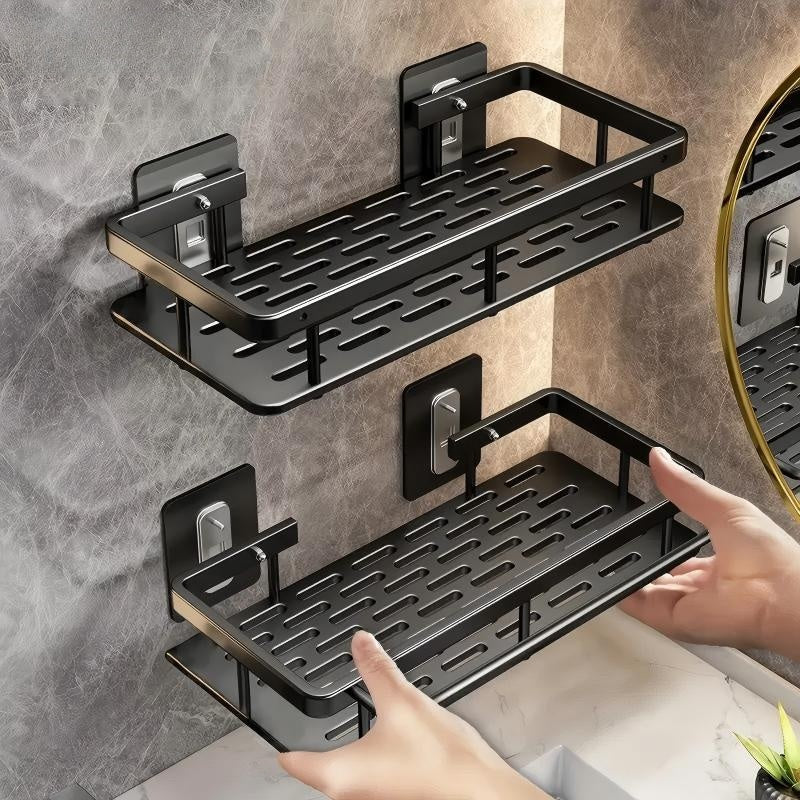 No-Drill Bathroom Storage Rack | Wall-Mounted Organizer for Toiletries