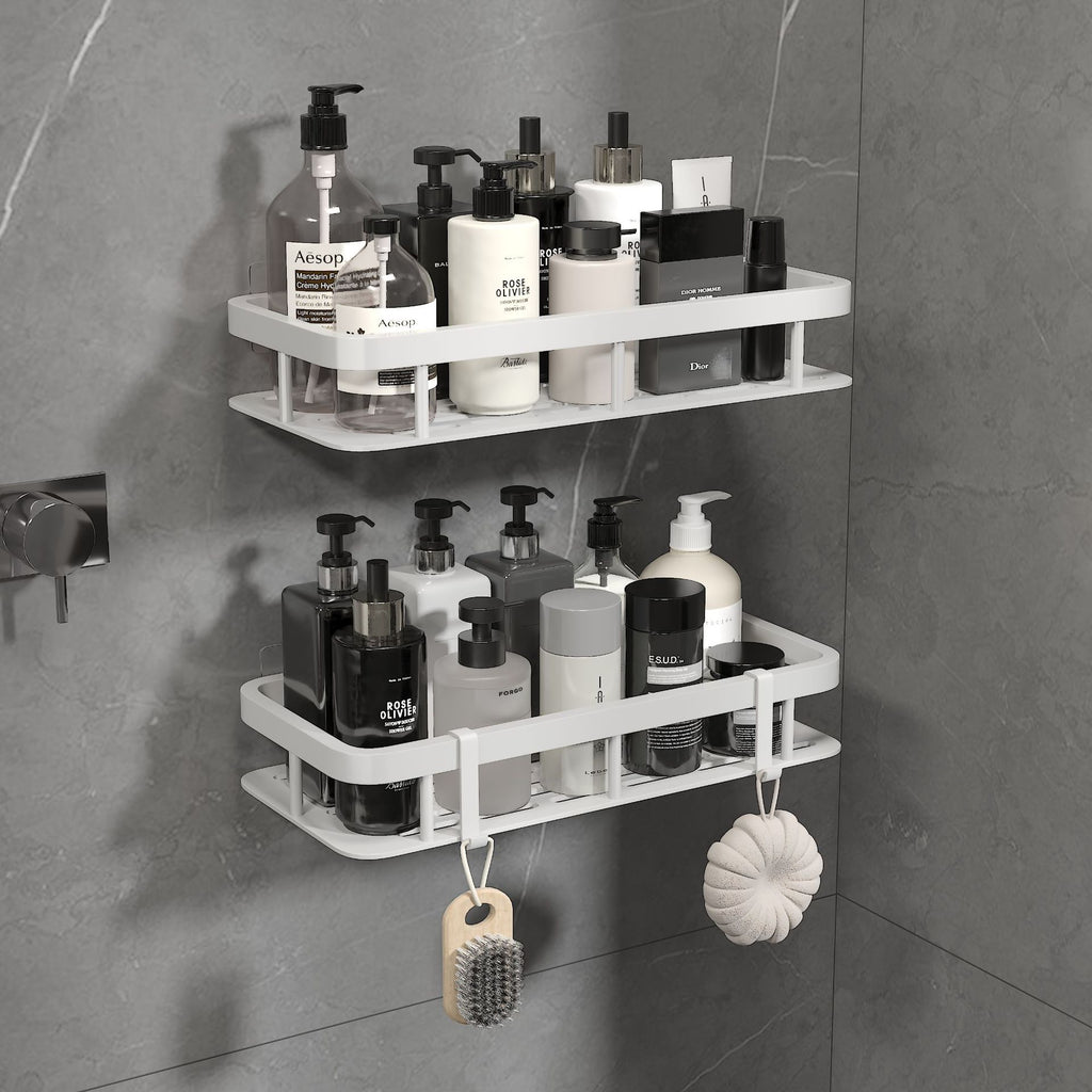 No-Drill Bathroom Storage Rack | Wall-Mounted Organizer for Toiletries