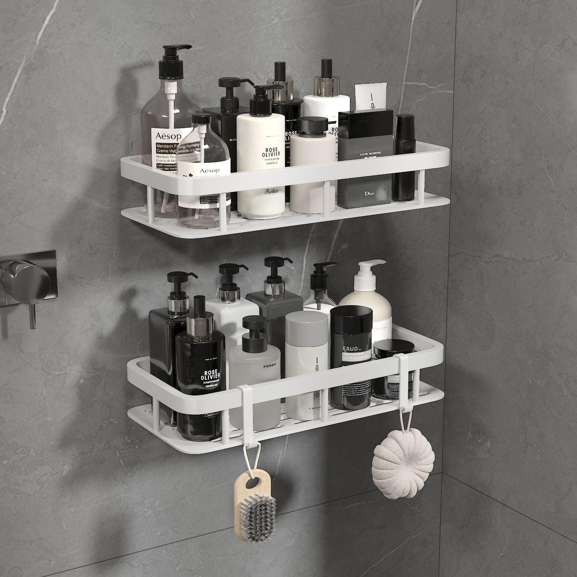 No-Drill Bathroom Storage Rack | Wall-Mounted Organizer for Toiletries