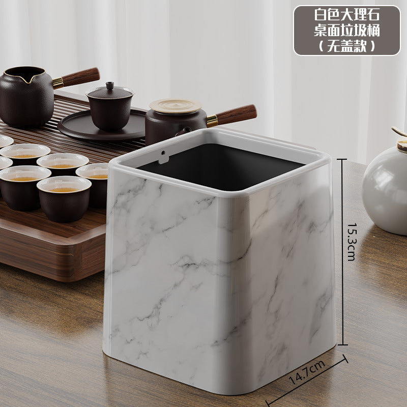 Mini Desktop Trash Can | Wood Grain & Marble Design