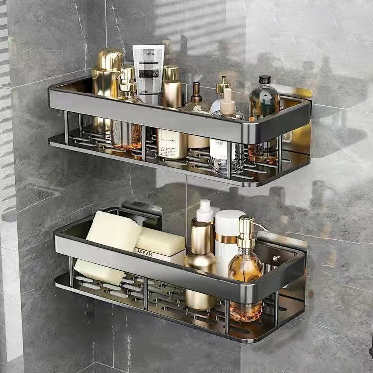 No-Drill Bathroom Storage Rack | Wall-Mounted Organizer for Toiletries