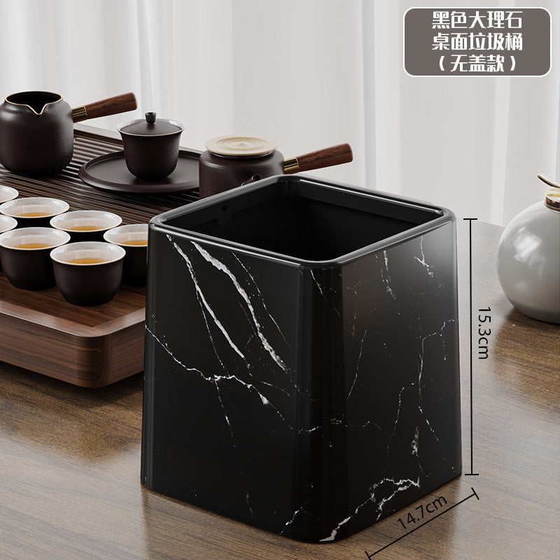 Mini Desktop Trash Can | Wood Grain & Marble Design